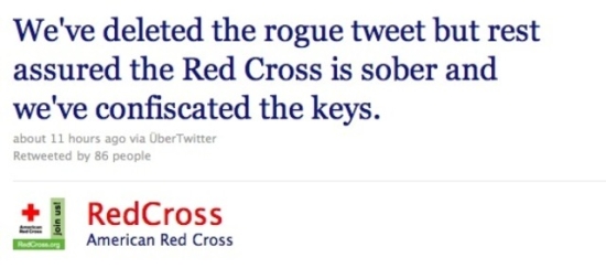 Red Cross humorous response to rogue tweet